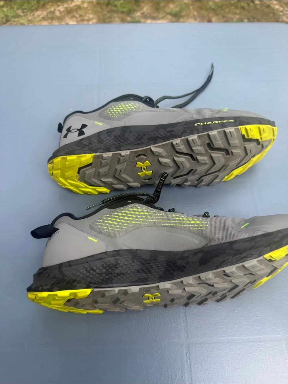 Under Armour Grey with Neon Yellow Accent Men's Running Sneakers